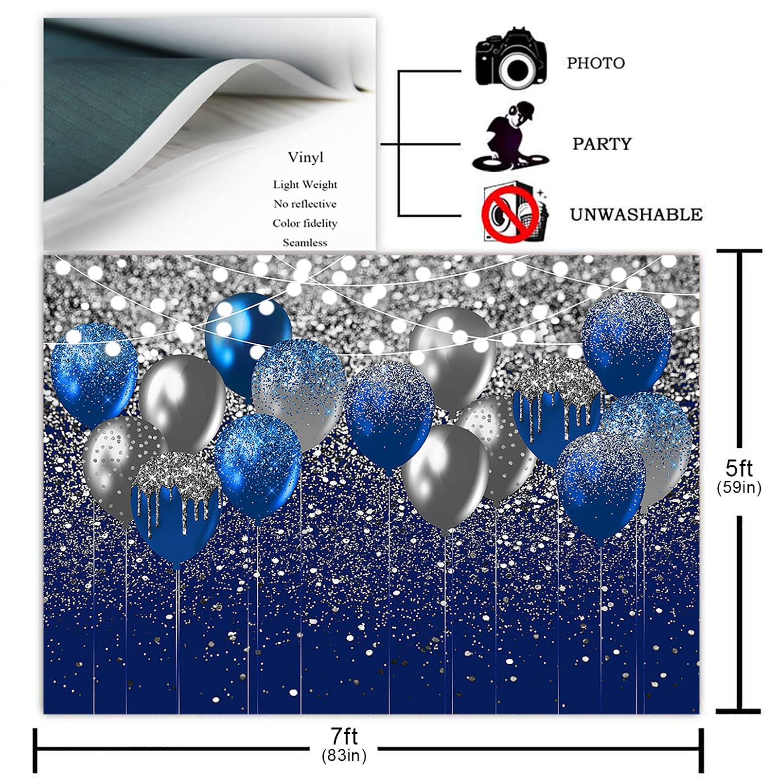 Avezano Royal Blue Glitter Backdrop for Birthday Wedding Prom Graduation Photogr