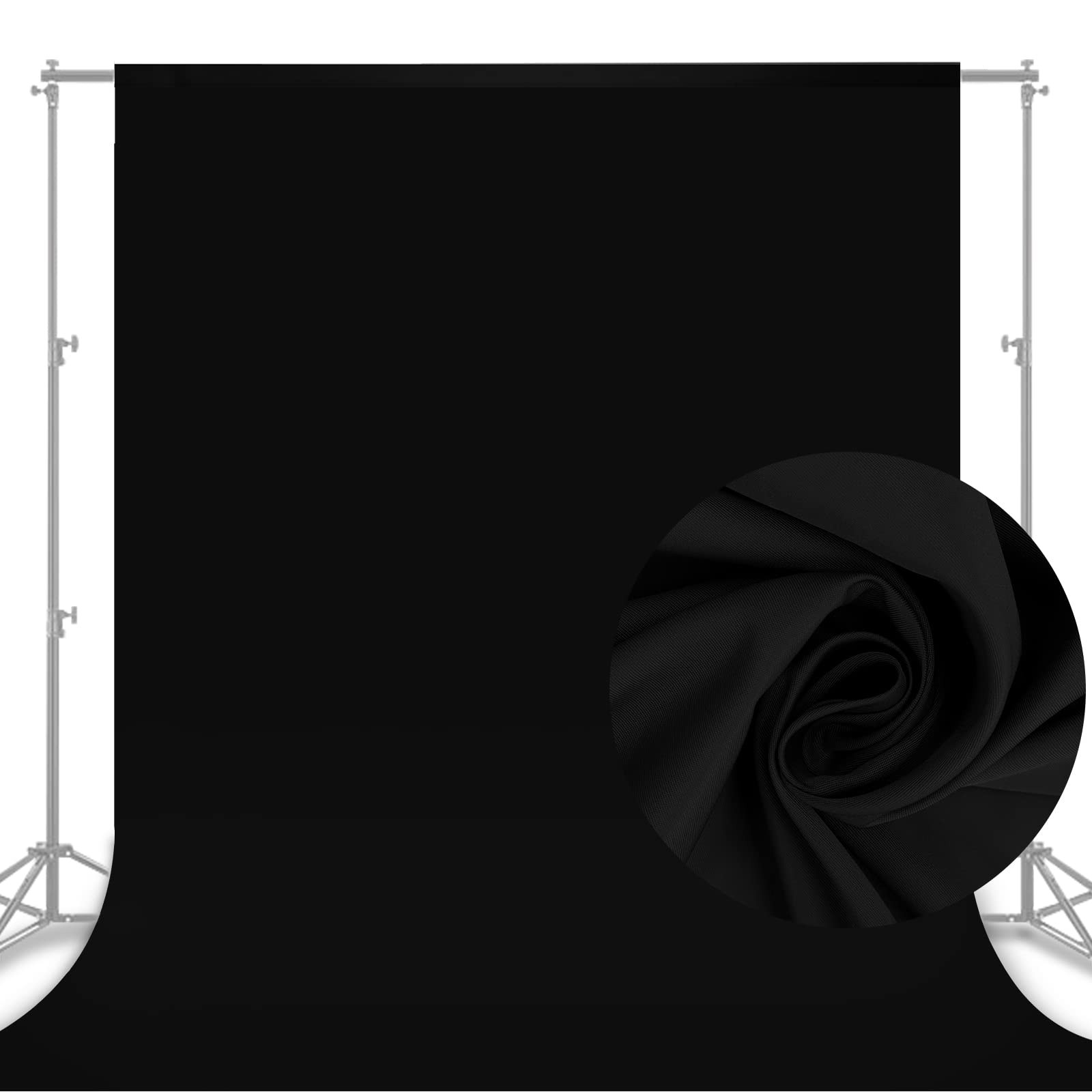 Aimosen 10×8 FT Black Backdrop Background for Photography, 8 X 10FT,