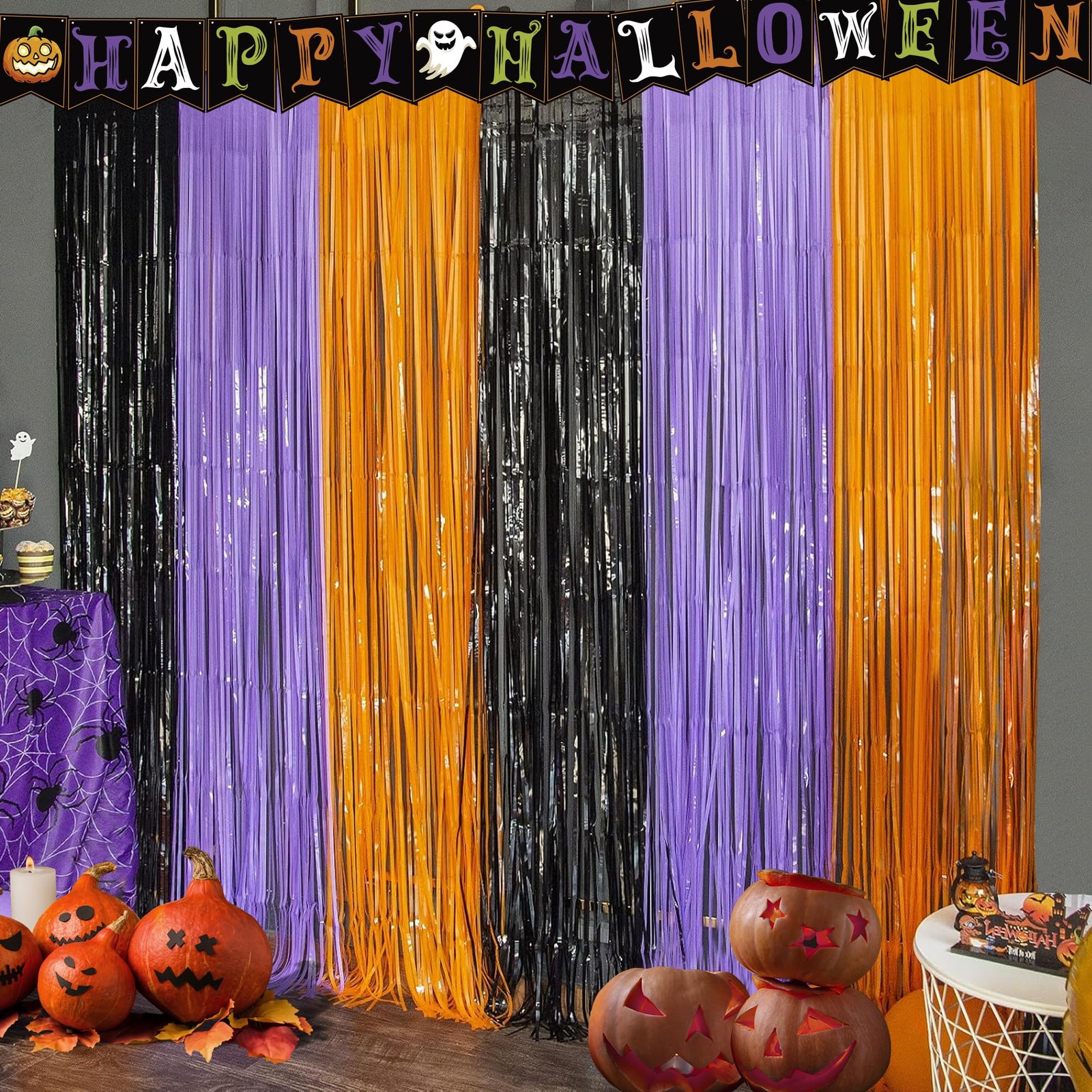 OHOME Halloween Decorations – 3.3ft x 6.56ft, Black orange purple