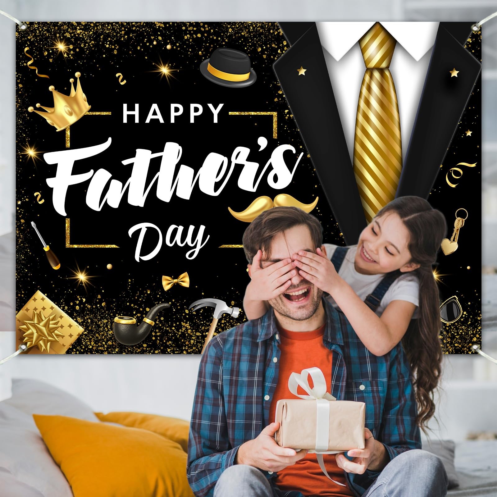 Happy Father’s Day Backdrop Decorations Indoor Outdoor Banner for Photography