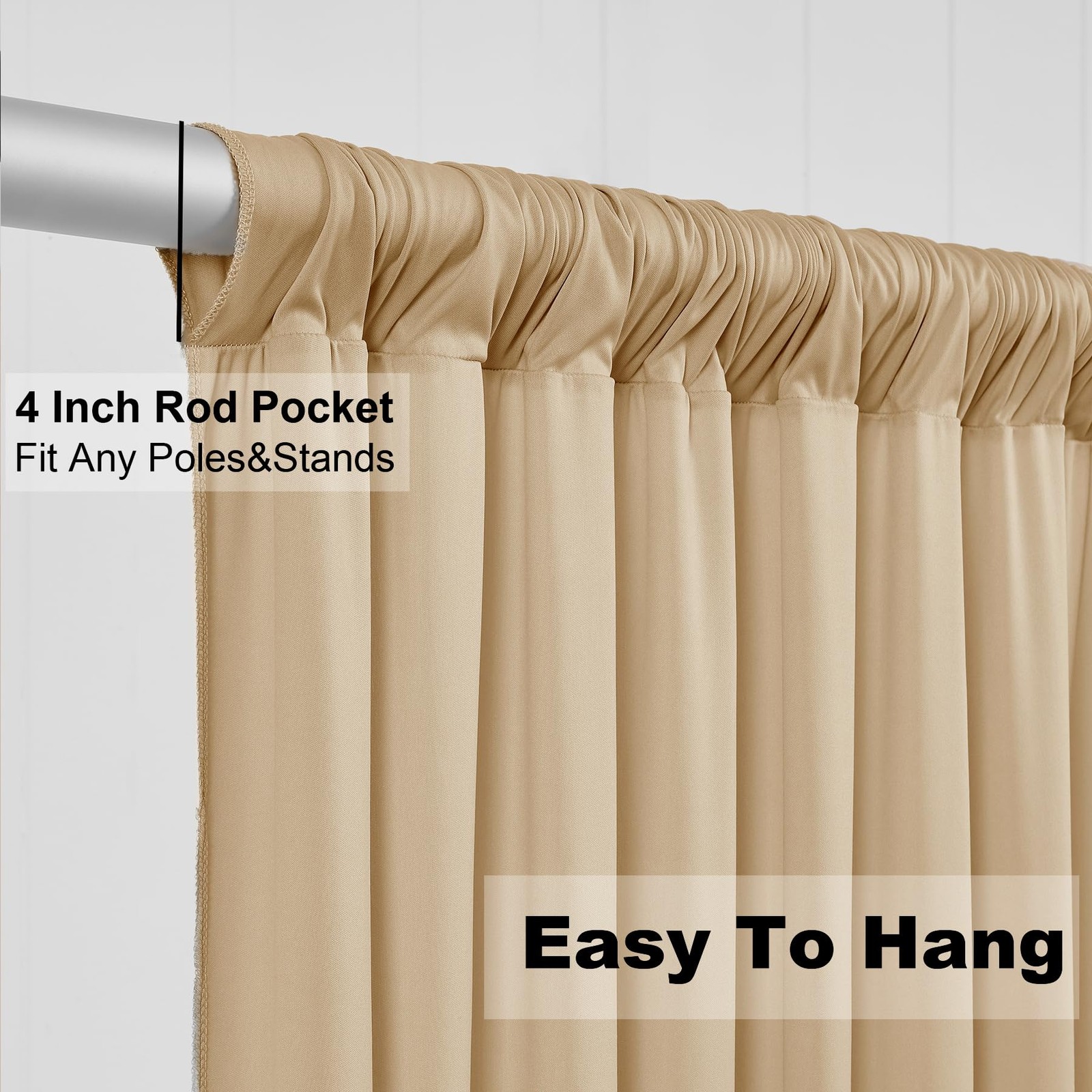 20ft x 10ft Beige Backdrop Curtains for Parties Weddings, 4 Panels 5×10ft Sof…