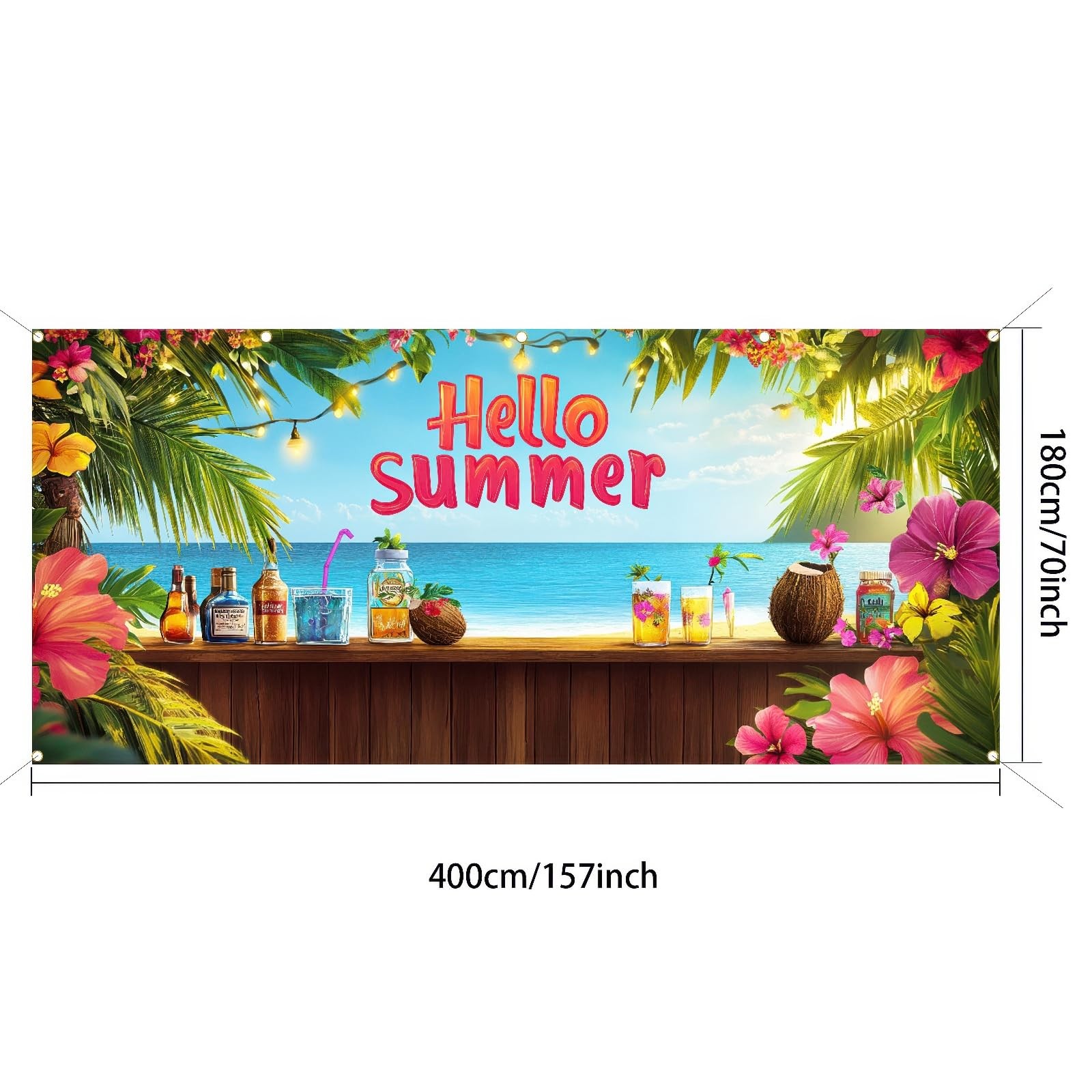 Hello Summer Hawaiian Garage Door Banner 13x6ft