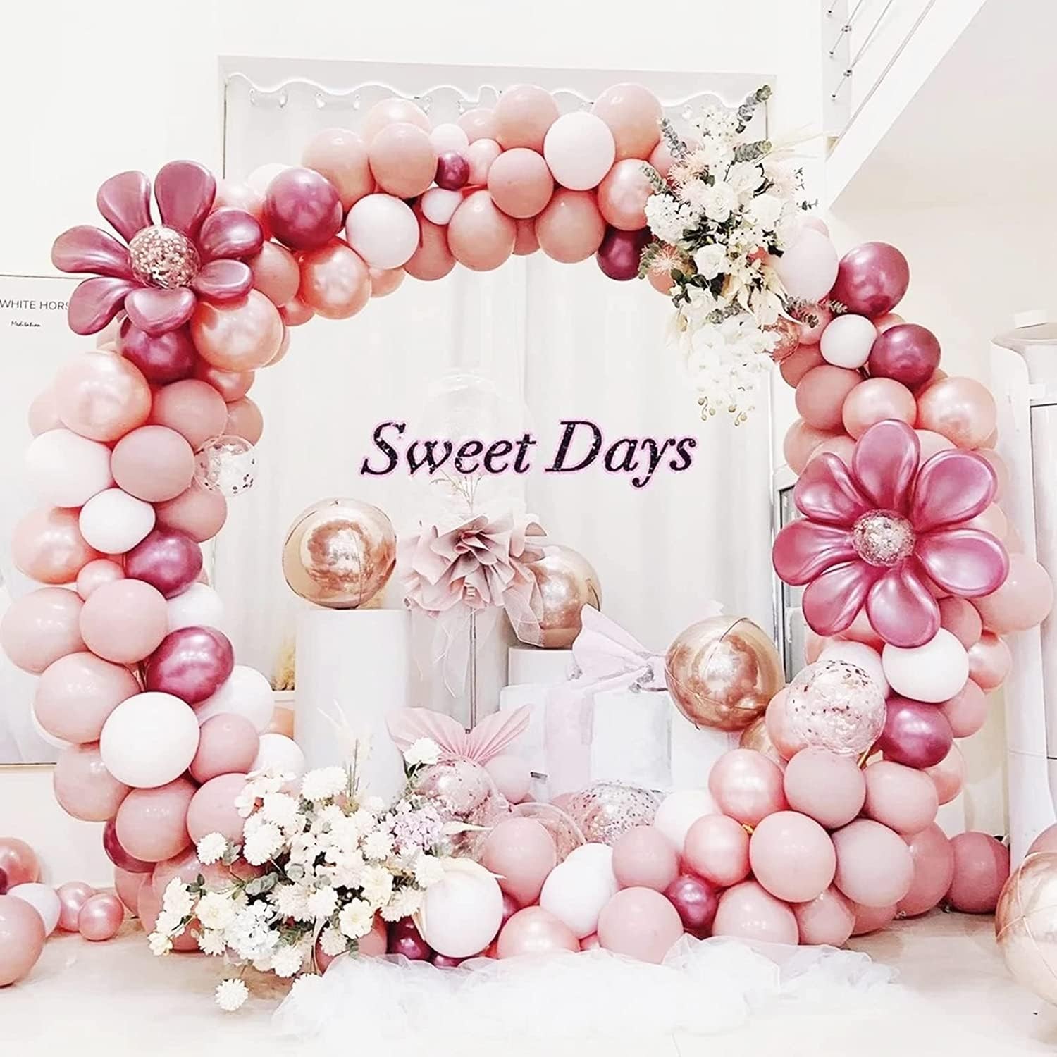 9.2FT Gold Round Backdrop Stand Metal Circle Wedding Arch Round Balloon Arch …