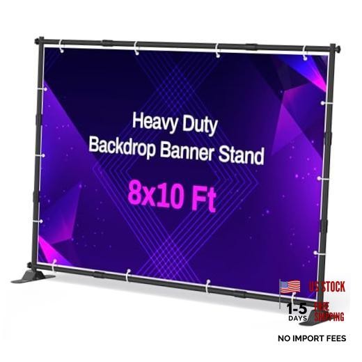 10 x 8 Ft Heavy Duty Backdrop Banner Stand, Adjustable Photo Background