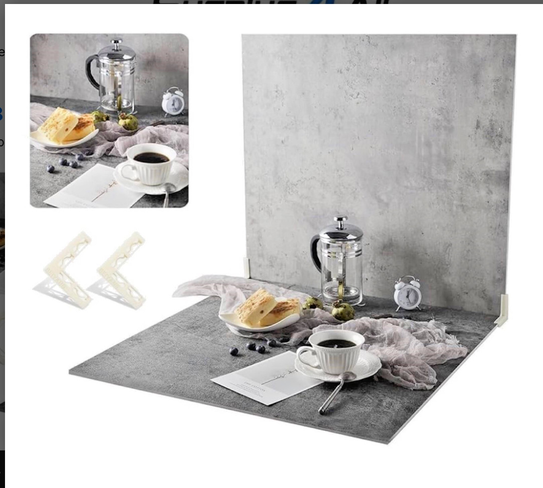 2 PC Photography Background 24×24 Inch, BEIYANG (Black Walnut+ Dark Gray+ White)