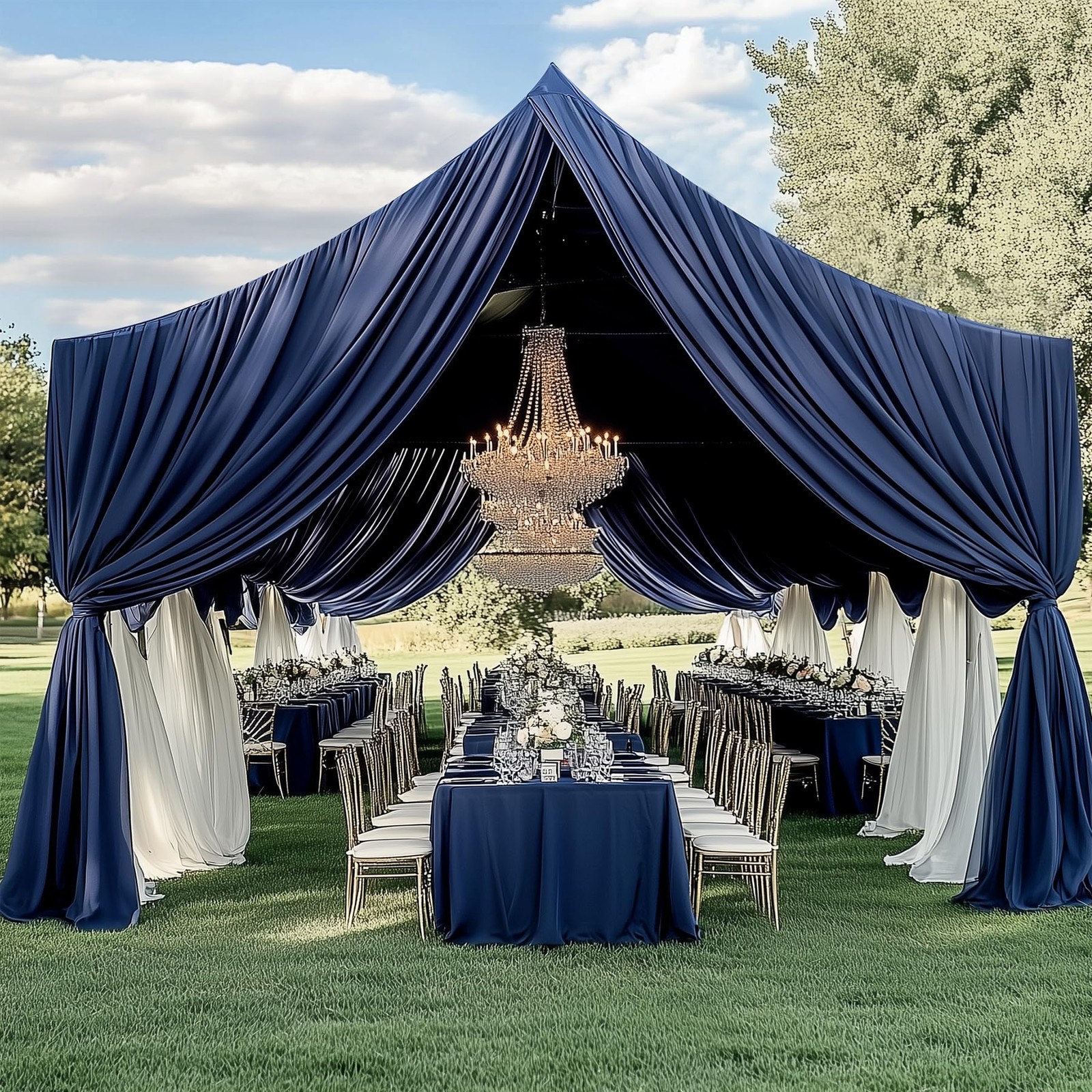 10 Panels 5ft(W) x 20ft(H) Navy Blue 60″W x 240″L (Pack of 10),