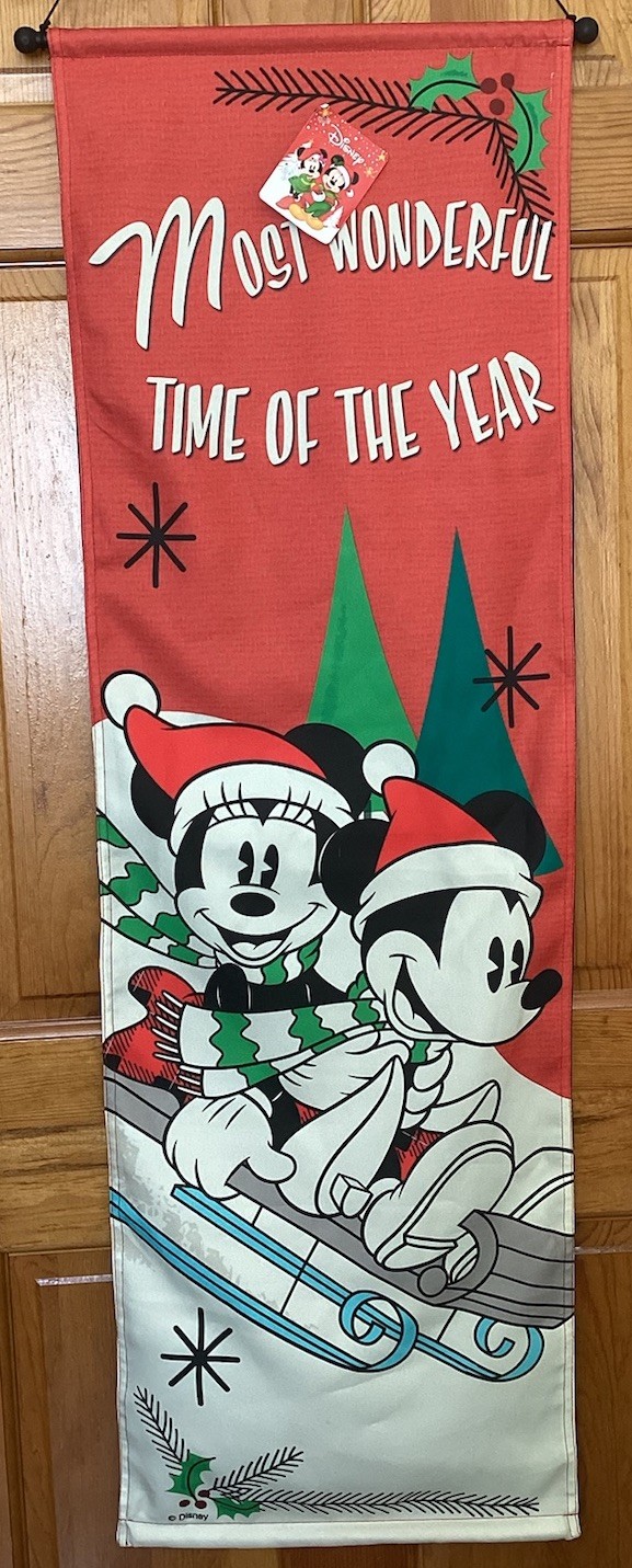 Disney Mickey & Minnie Mouse Sledding Outdoor Banner 15” x 47” Hang Banner Decor