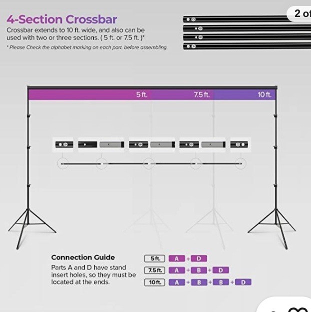 10×9.6 Single Crossbar Background Support Stand Photo Studio Backdrop Kit+FREE