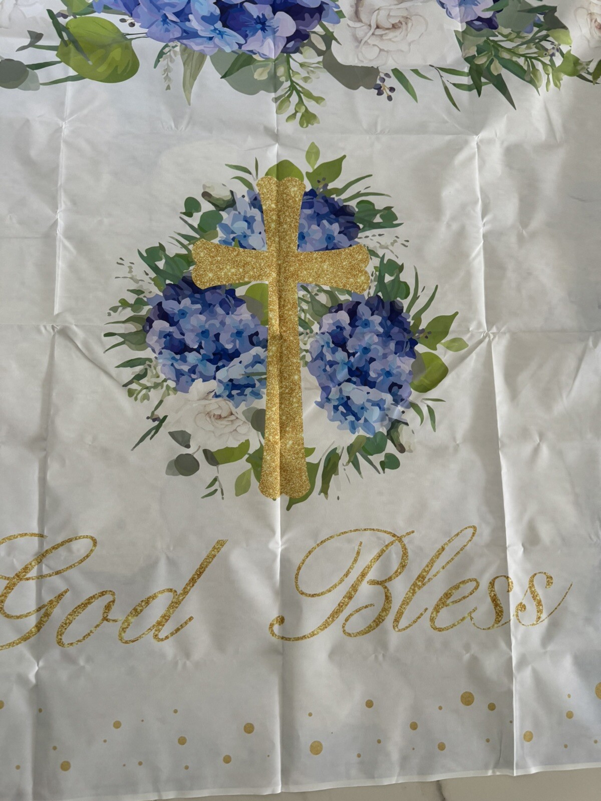 First Communion Decor for Boys God Bless Party Decoration backdrop blue +gift