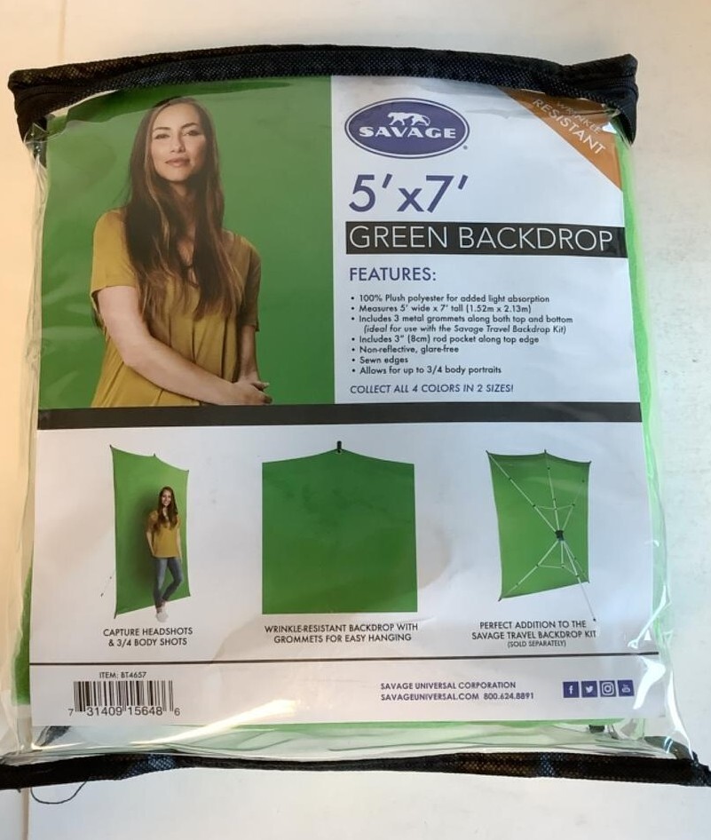 NEW Savage Universal BT4657 5 x 7-foot CHROMA GREEN Photo Background Backdrop
