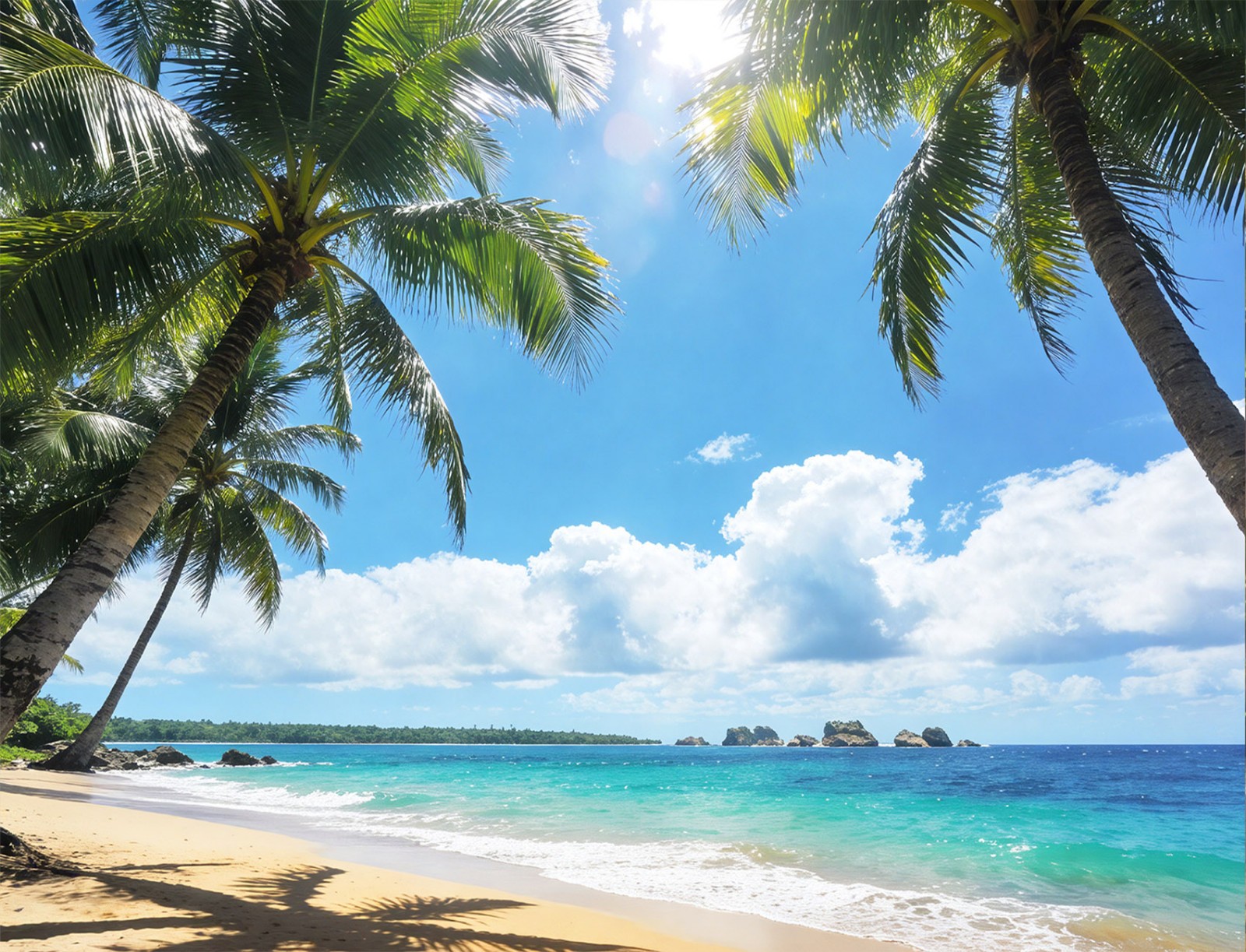 10x8ft Tropical Beach Backdrop Palm Tree Blue Ocean Background for Photography