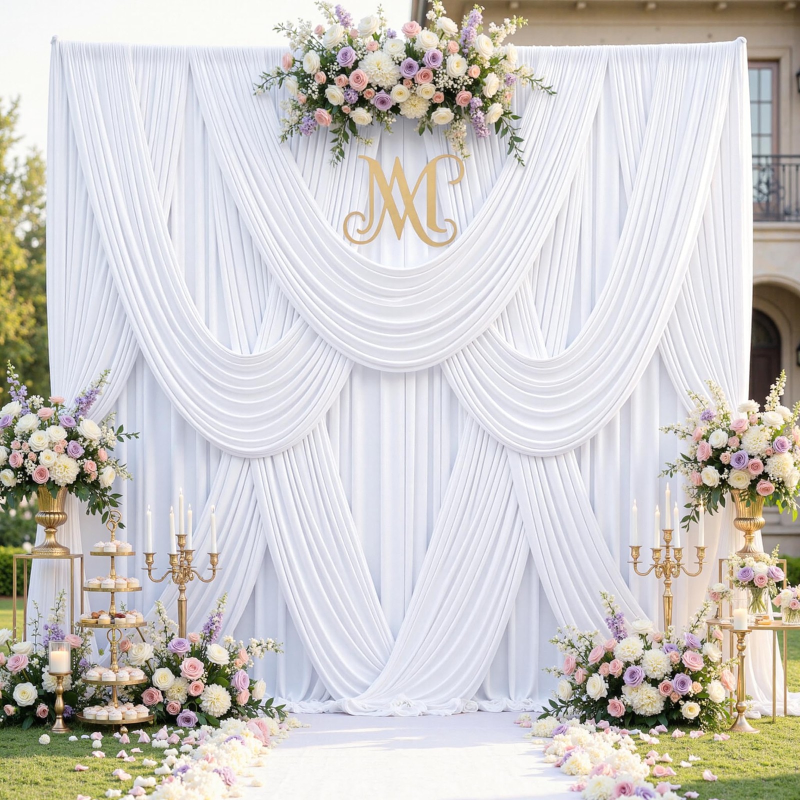 2 Panels 10 x 14 Ft White Backdrop Curtains Wrinkle Free Photo Back Drop Cloth