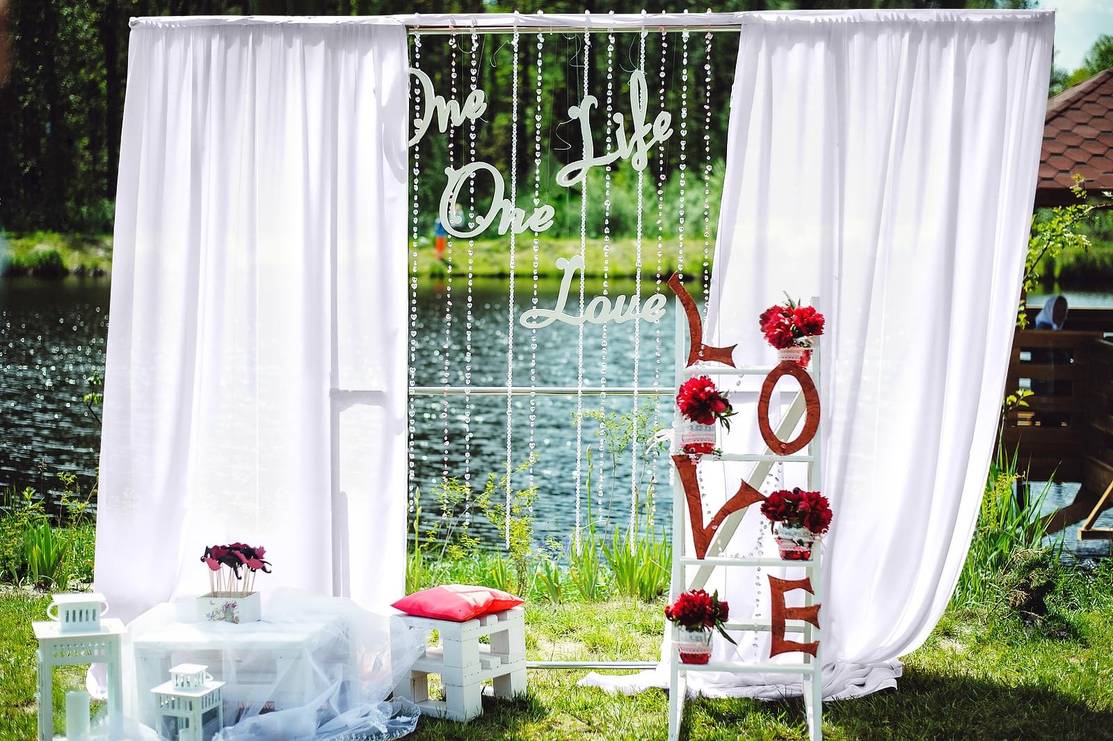 10x10FT White Backdrop Curtain for Parties Wedding White Photo Backdrop Curta…