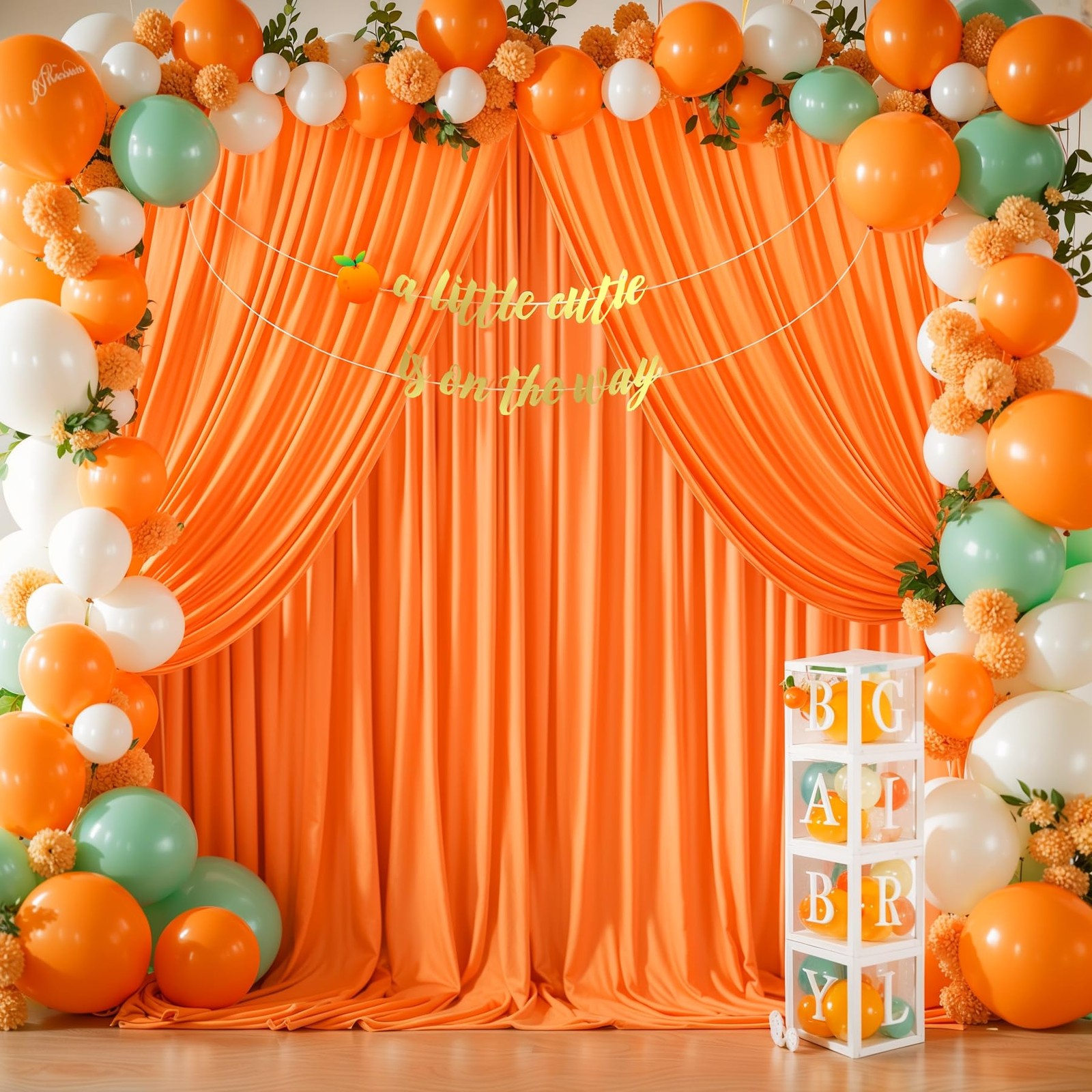 Orange Backdrop Curtains 4 Panels – -Free Polyester Photography Drapes for Ba…