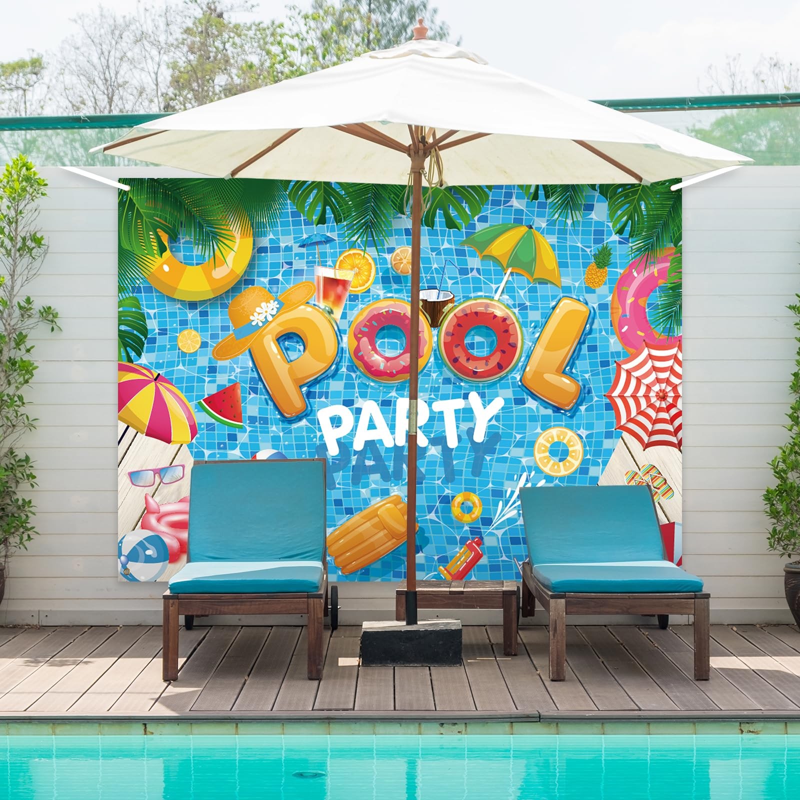 7 x 5 FT Pool Party Backdrop – Extra Large 7 x 5 feet, Multicolor