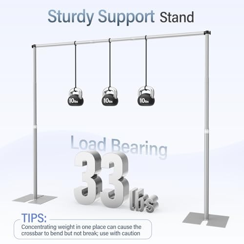 Heavy Duty Backdrop Stand, 10x10Ft Adjustable Pipe and Drape 10x10FT Silver