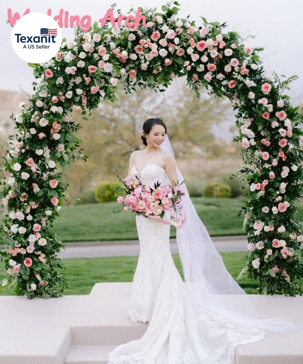 Metal Arch Backdrop Stand 7Ft Wide 7.7Ft High, Wedding Arch Frame for Wedding De