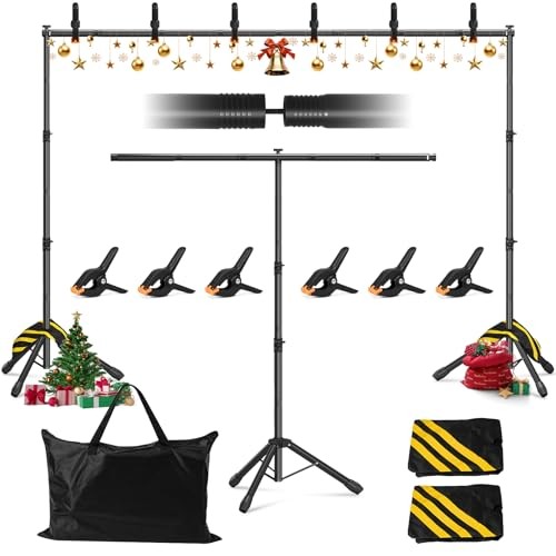 3-in-1 Adjustable Backdrop Stand 10 x 7.5 FT, Portable 10×7.5 ft Black