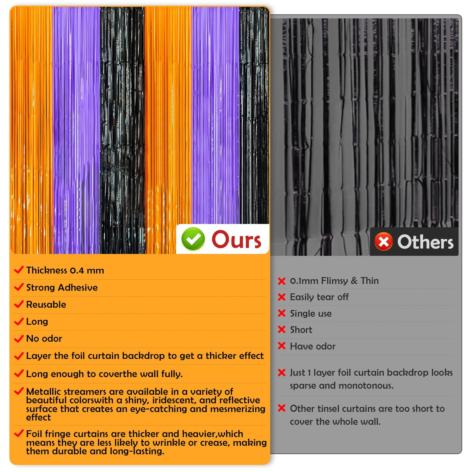 OHOME Halloween Decorations – 3.3ft x 6.56ft, Black orange purple