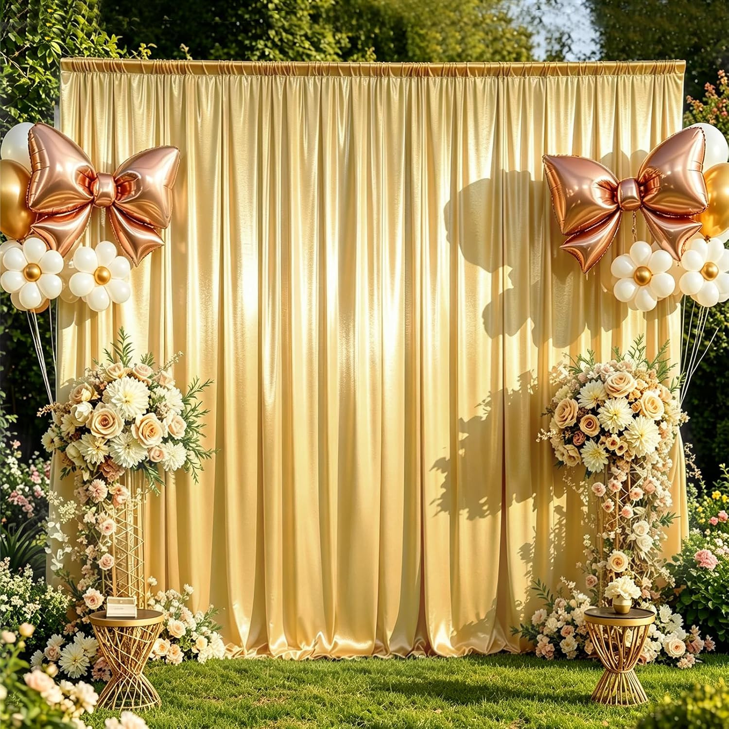 10x10FT Gold Sequin Backdrop Curtain – 2 Panels 5ft(W) x 10ft(H) Wrinkle Free Sh