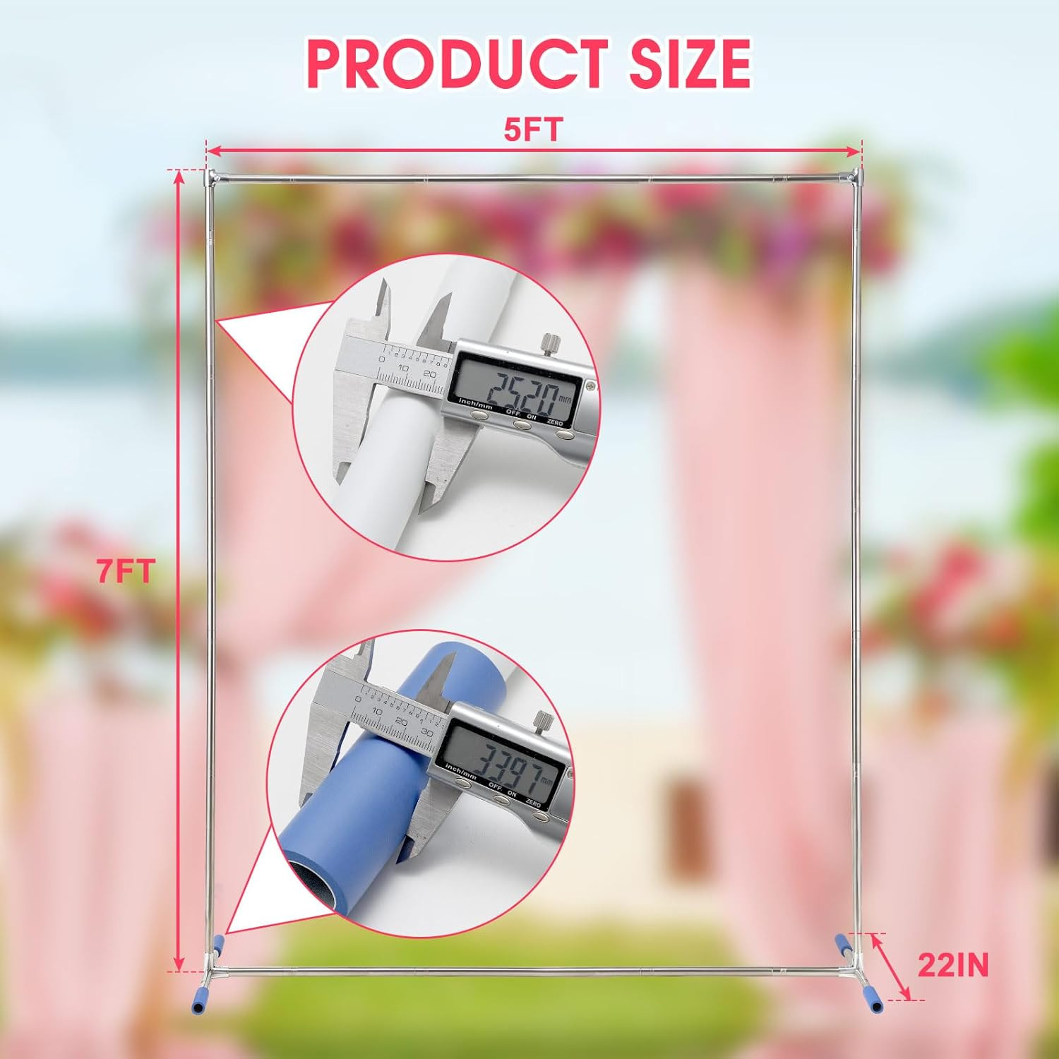 Wedding Arch,7 X 5 FT Metal Arch Backdrop Stand with Support Feet Base,Square Ar