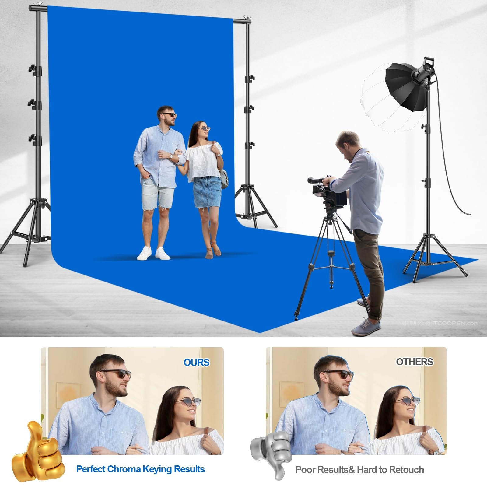 10x20Ft Blue Chromakey Backdrop for Photography, Blue Screen for Product Port…