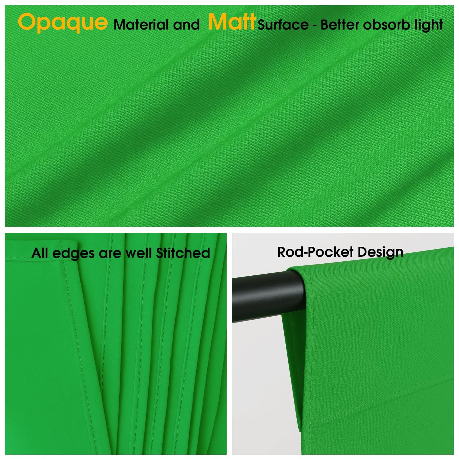 10x20ft Green Screen Backdrop for Photography, Dual-Size Dual-Pocket Design C…