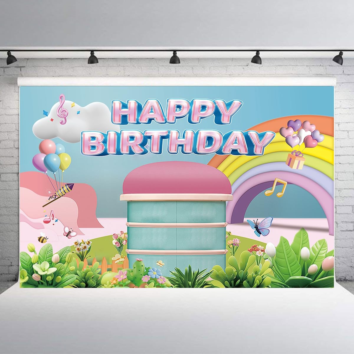 5×3 Ft Rainbow Dollhouse Birthday Party Backdrop Decorations Theme Supplies