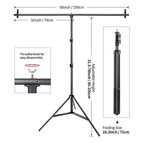 Green Screen Backdrop with Stand Kit 5×6.5ft for Zoom, Reversible Blue Screen
