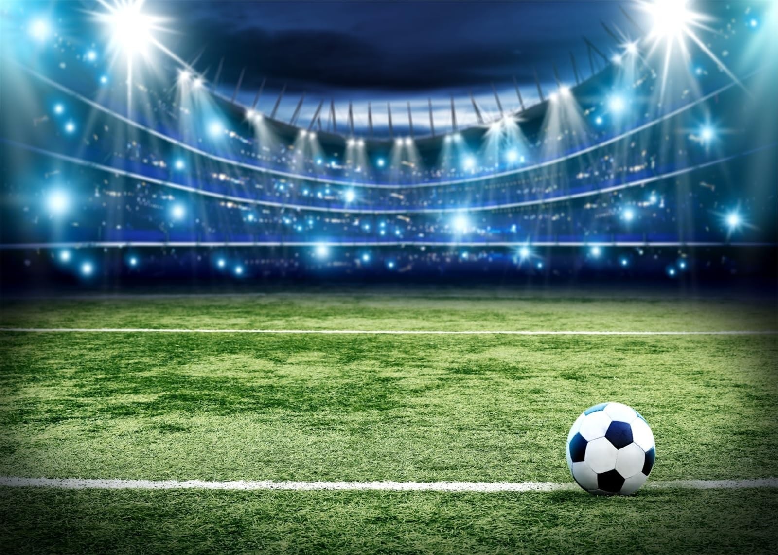Soccer Stadium Backdrop 7x5FT Football Field Stadium Lights Photography Backg…