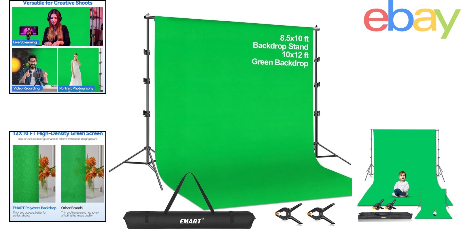 8.5x10ft Green Screen with Sturdy Tripod for Video Production and Live Streaming