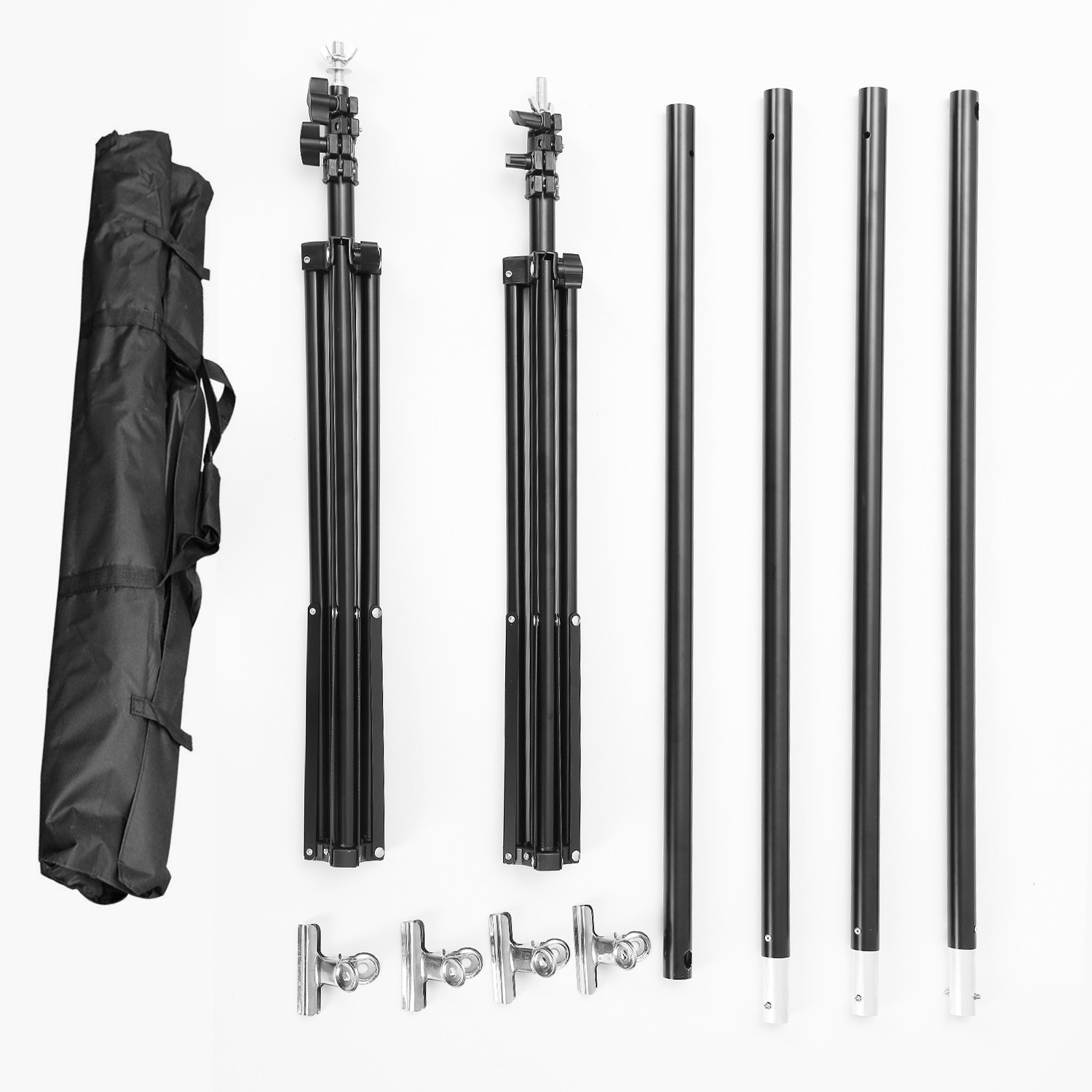 Adjustable Heavy Duty Photography Backdrop Support Stand Set w/ Carrying Bag