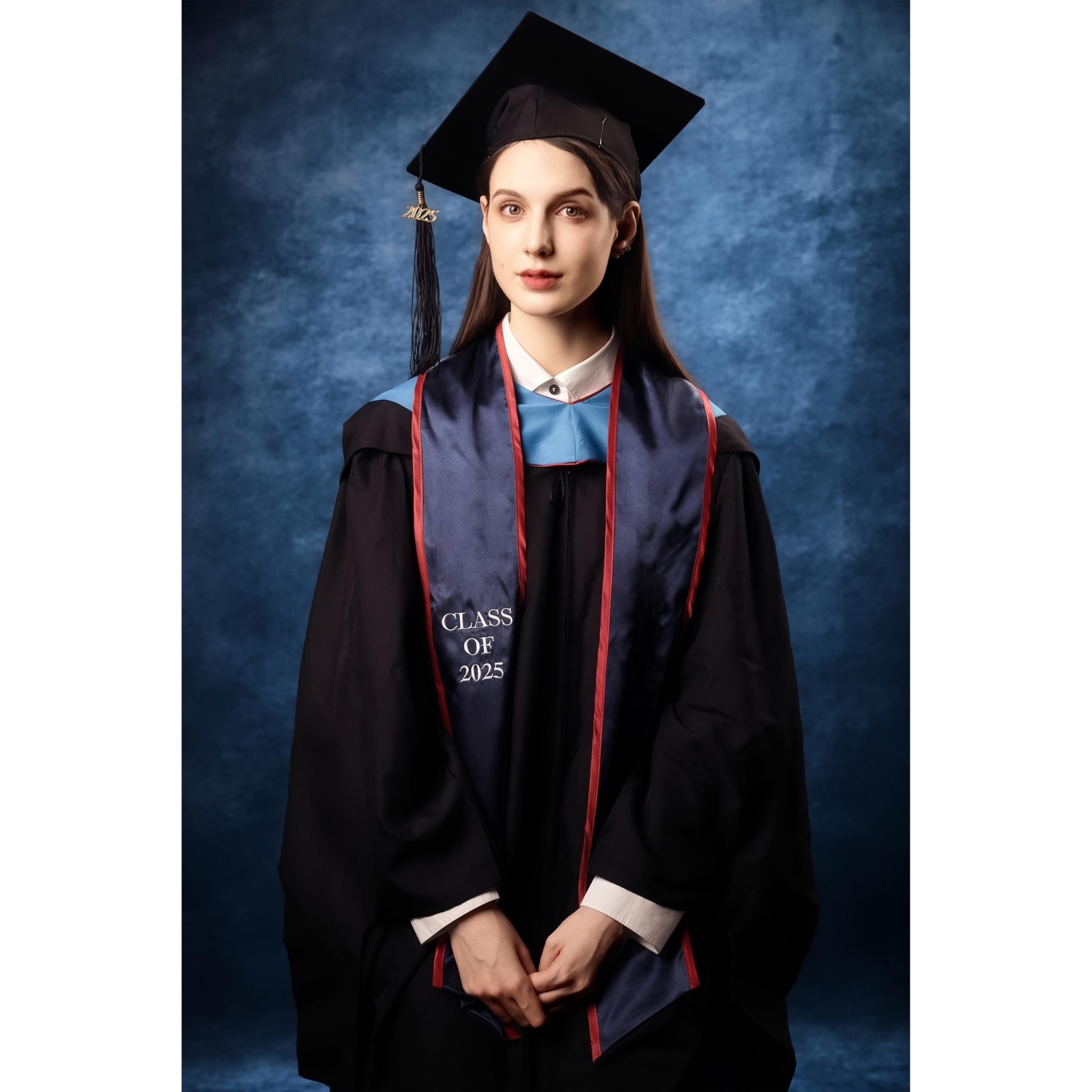 8×10 Ft Dark Blue Senior Portrait Backdrop Abstract Textured Photography