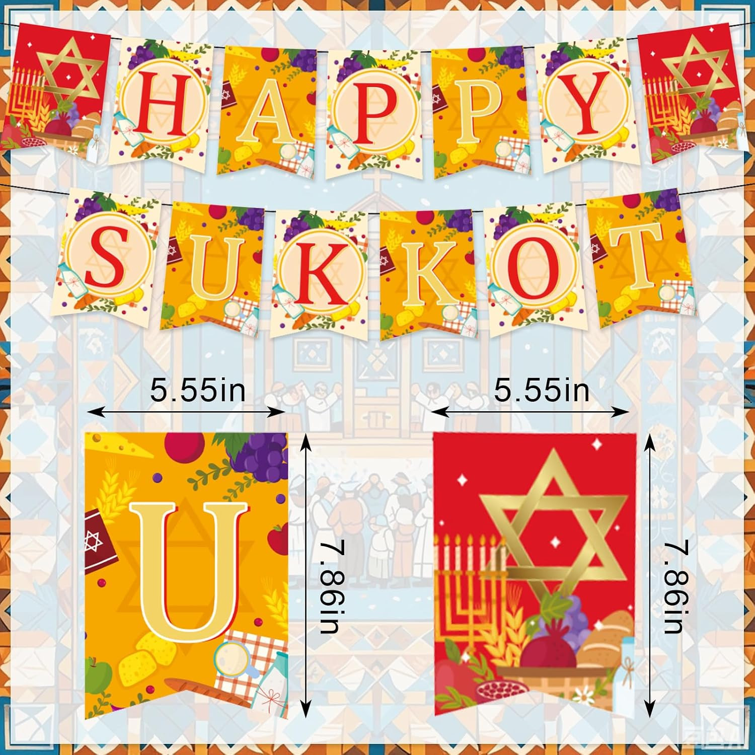 Sukkot Banners Sukkot Decorations Hanging Banner for Jewish Holiday Sukkah Party