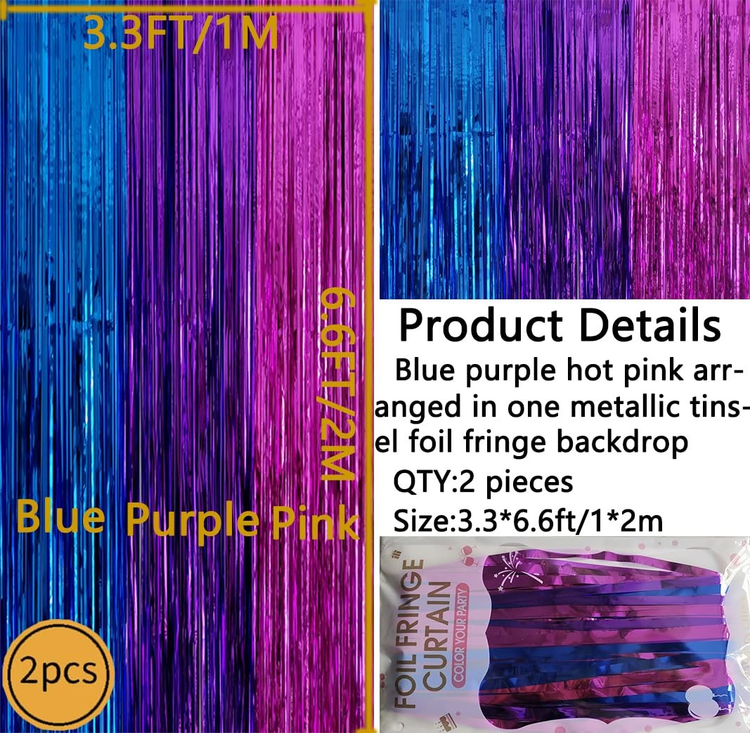 2 Pack 3.3×6.6ft Blue Purple 3.3ft x 6.6ft (1m x 2m), Hot Pink