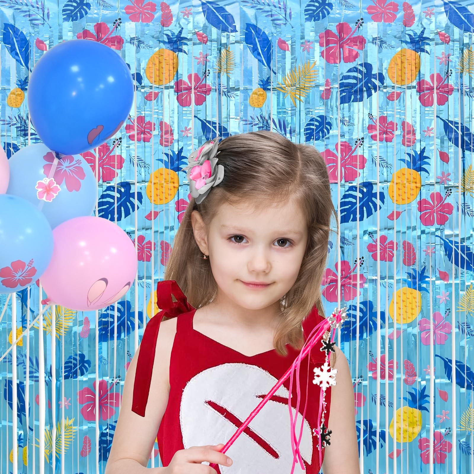 Cartoon Birthday Party Supplies, 2 Pack Hawaiian Element Pattern Foil Fringe …