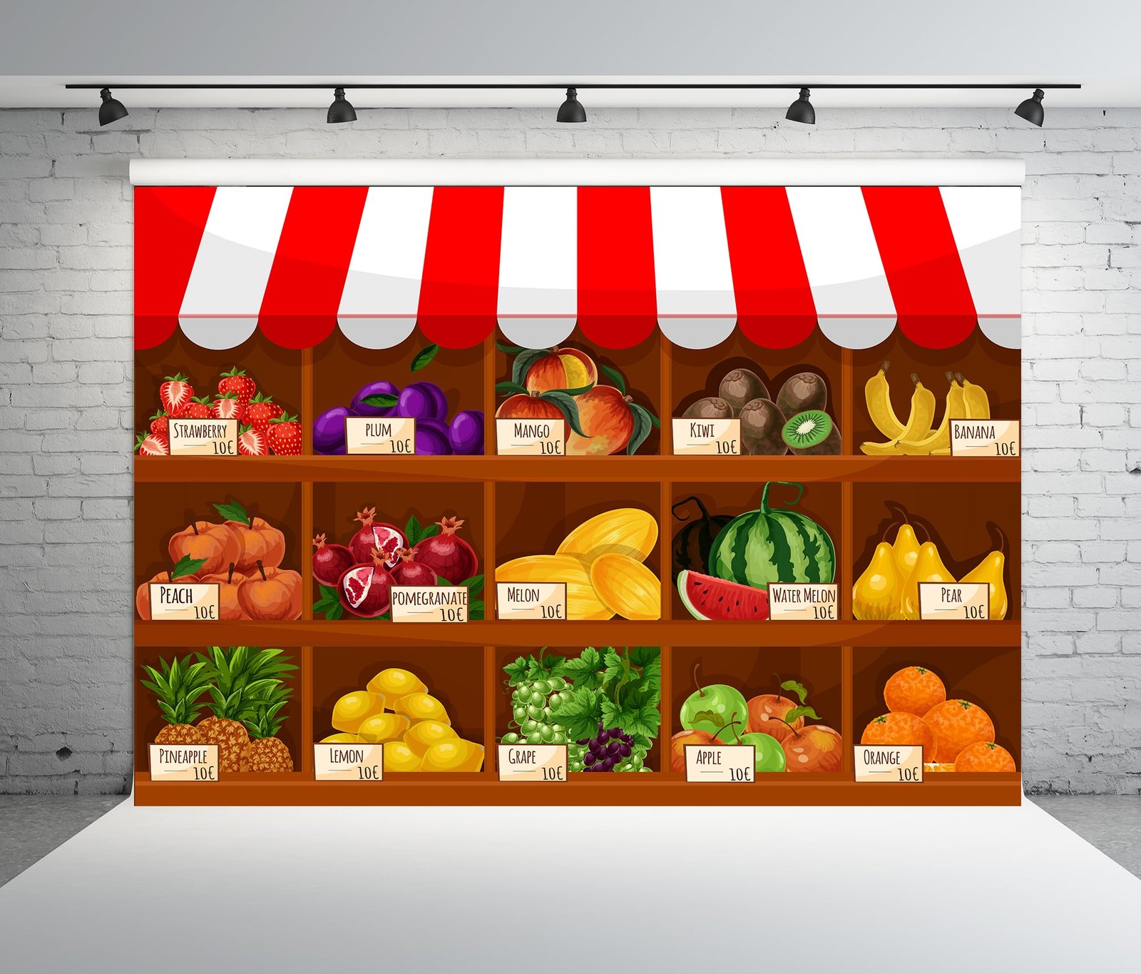5x3ft Fabric Summer Fresh Fruit Shop Supermarket Theme Party Backdrop