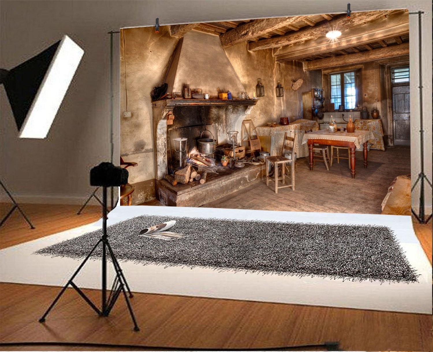 LFEEY 7x5ft Old Farmhouse Kitchen Backdrops for Photography Rustic