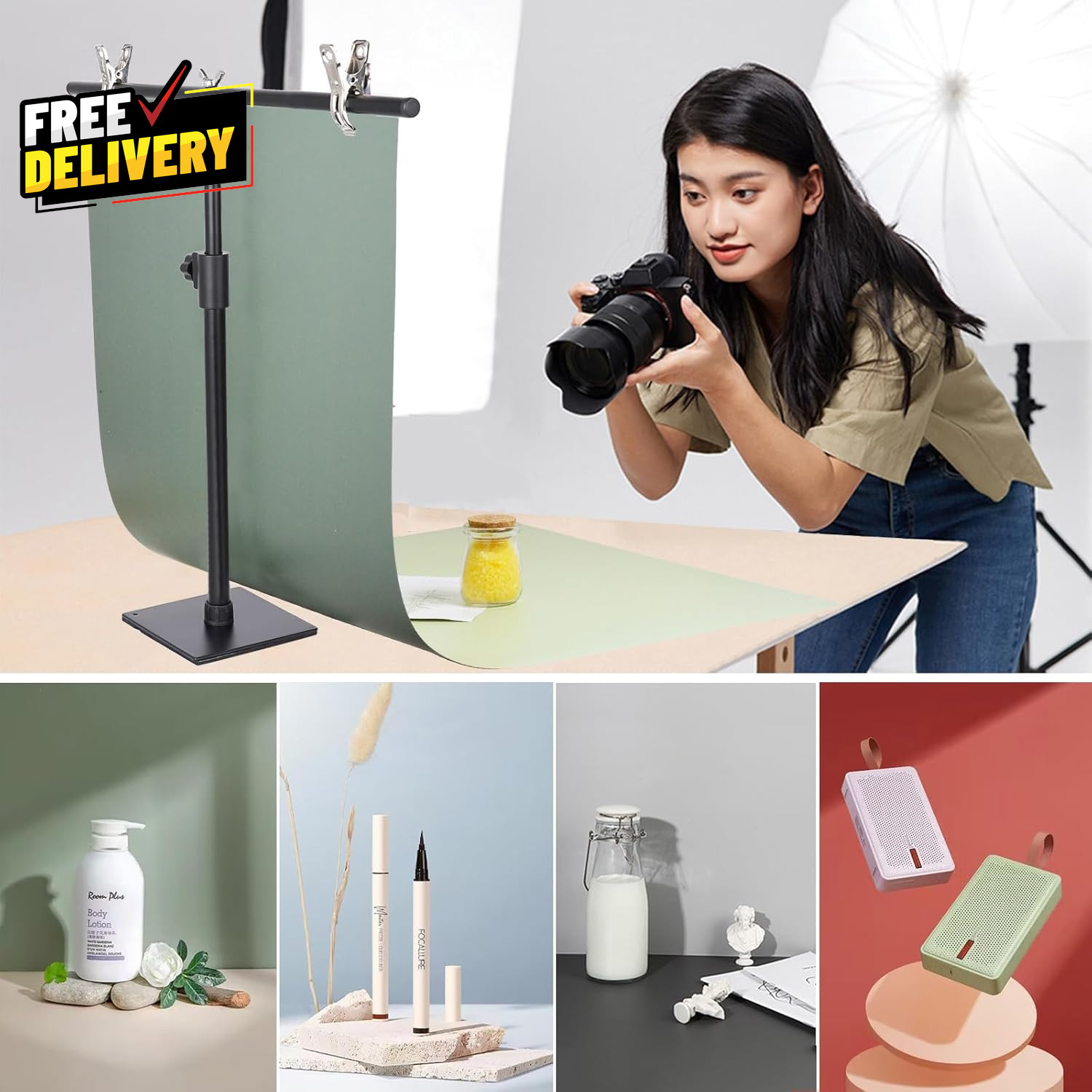 Photography Backdrops Small Product Background: Flat Lay Seamless Paper Props…