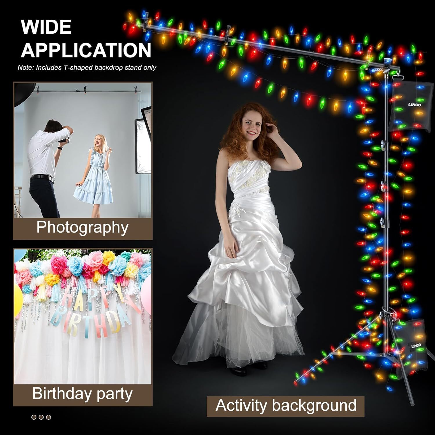 LINCO Photo T-Shape Backdrop Stand Background Backdrops Support Kit – 4198T