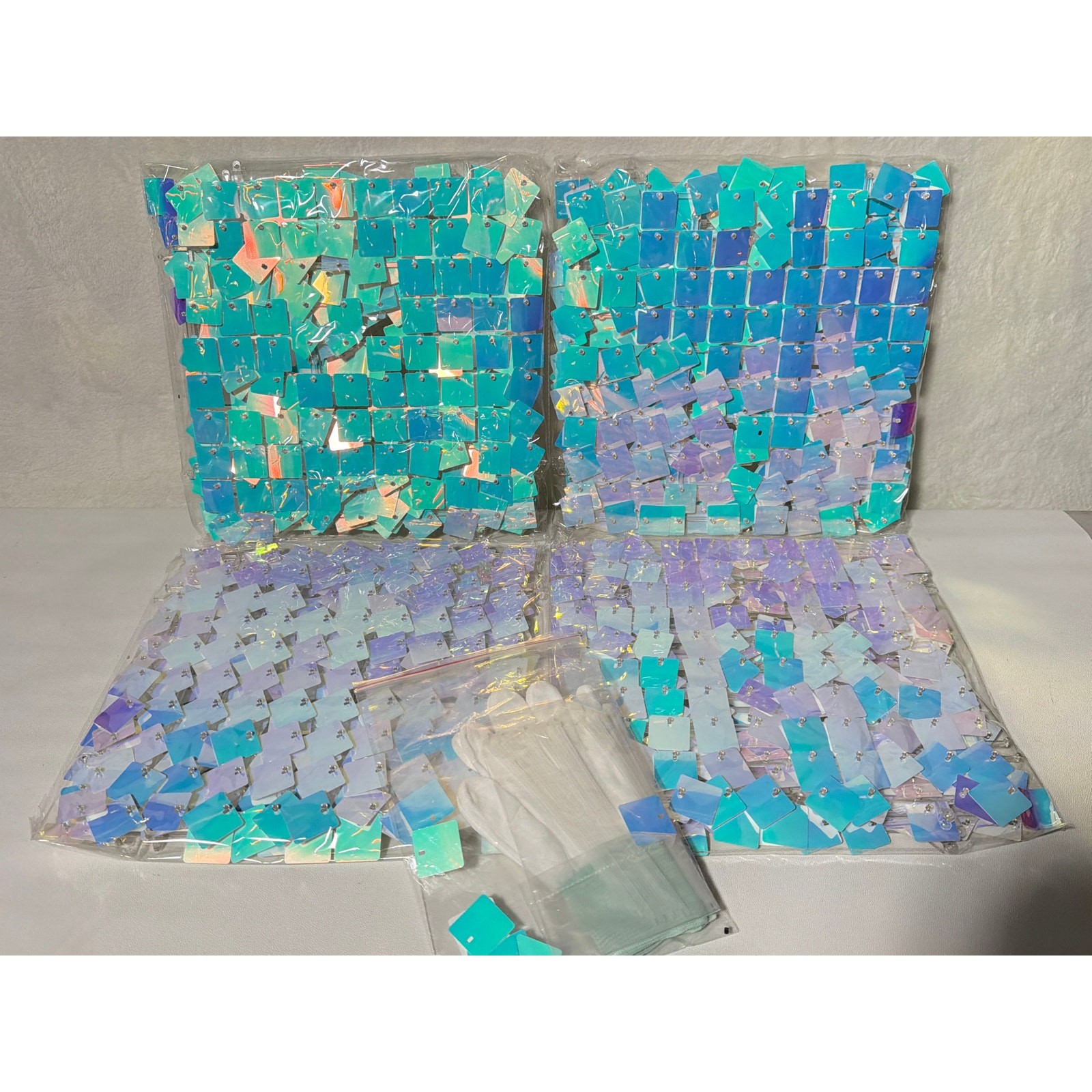 Shimmering Iridescent Square Sequin Spangles 12in x12in Backdrop Panel Set of 12