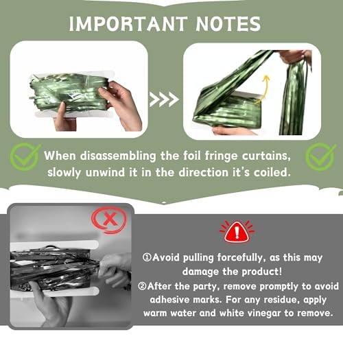 2 Pack Party Decorations, Matte Foil Fringe Curtain Pack of 2 Sage Green