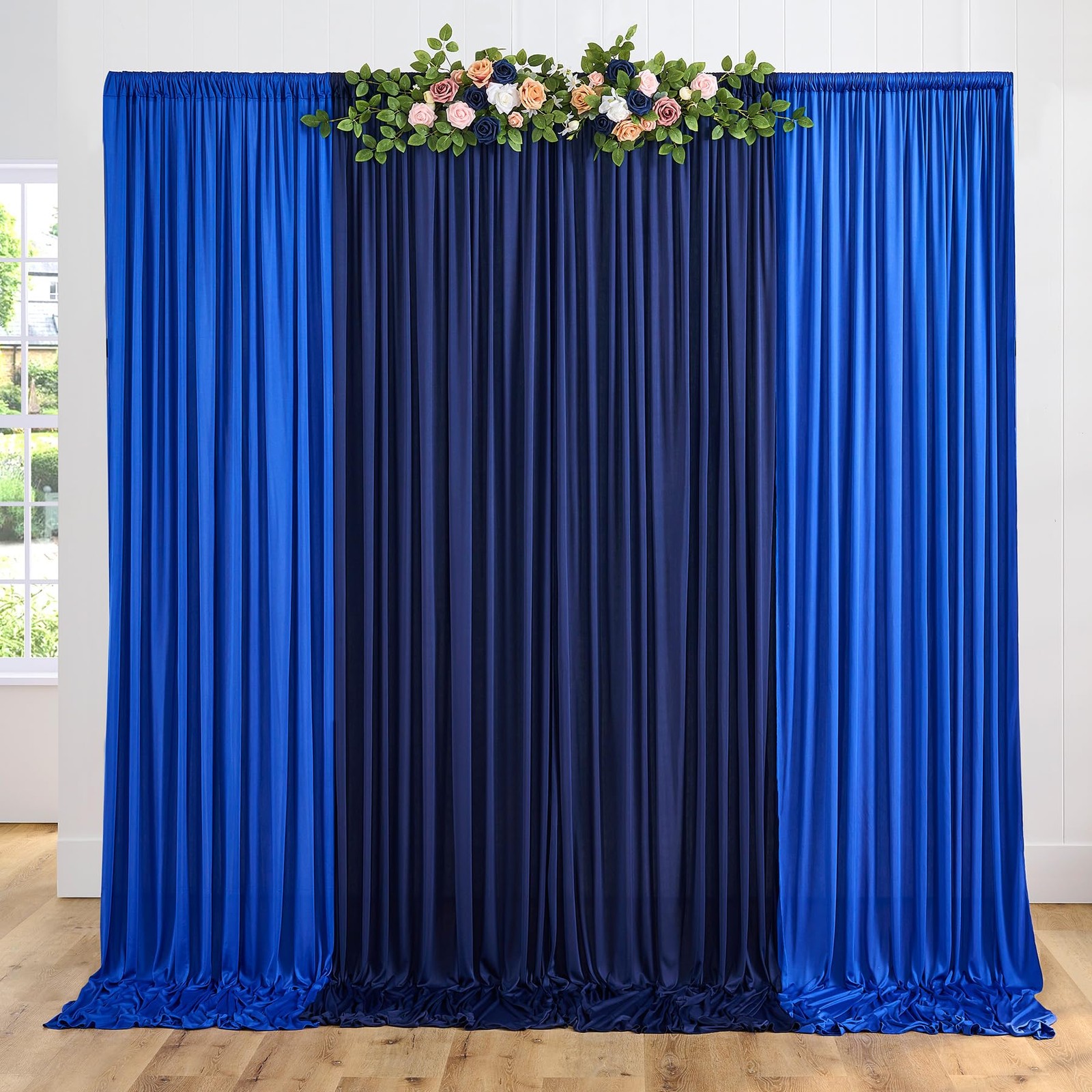 10x10ft Wrinkle Free Royal Blue Backdrop Curtains & Navy Blue Backdrop Drapes…