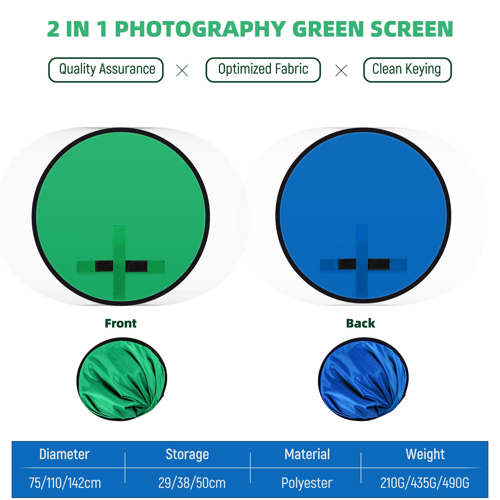 Portable Circular Backdrop Green Screen Photography Background For Photo Video