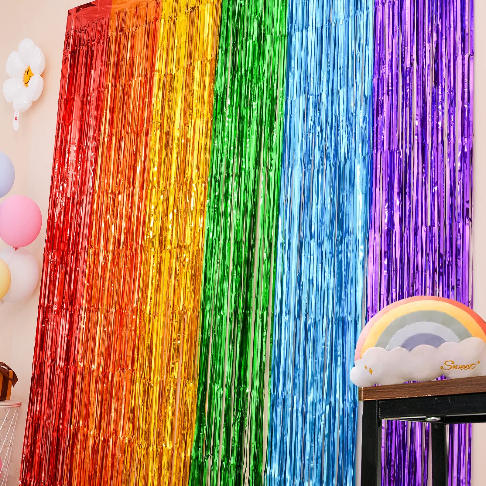Rainbow Photo Booth Props 4 Packs Rainbow Party Decorations 13.2×6.6 ft Foil …