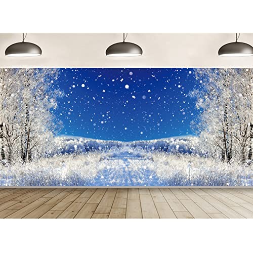 20x10ft Dreamy Forest Snowflake Background Winter Alps Snowy Landscape