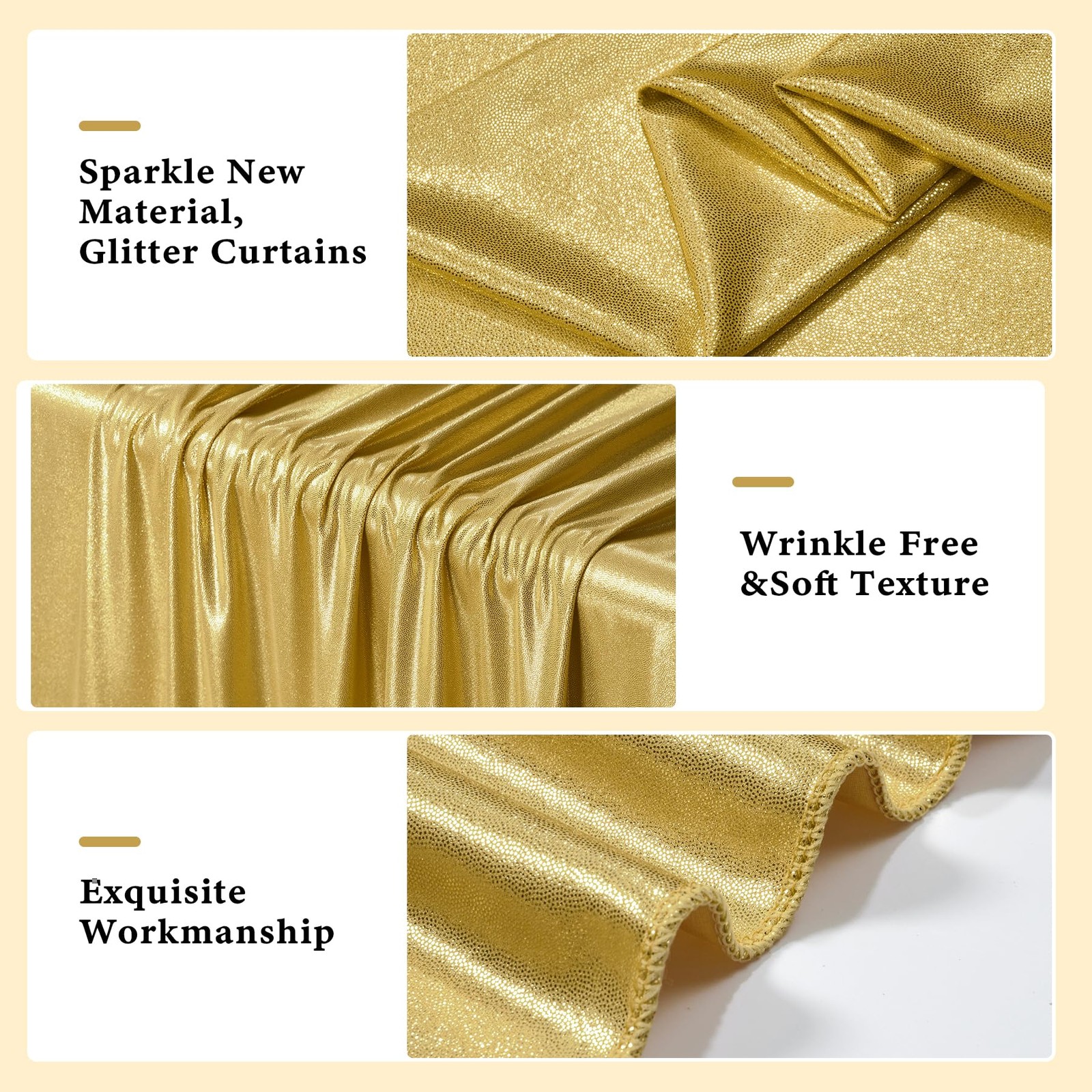 Outpain Thick 40 ft x 10 Gold Sequin 5′(W) x 10′(H), 8 panels,