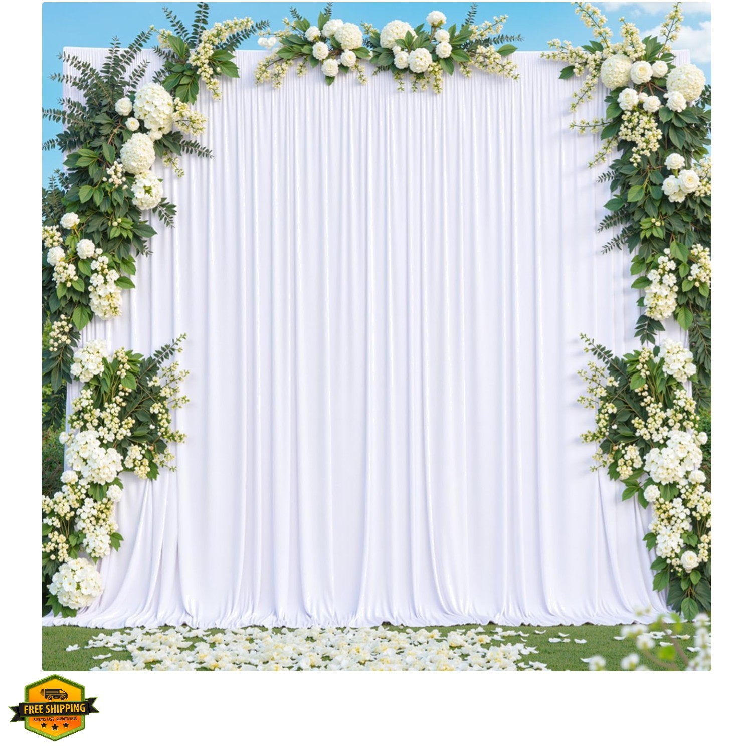White Backdrop Curtain for Parties Wedding Wrinkle Free White Photo Curtains …