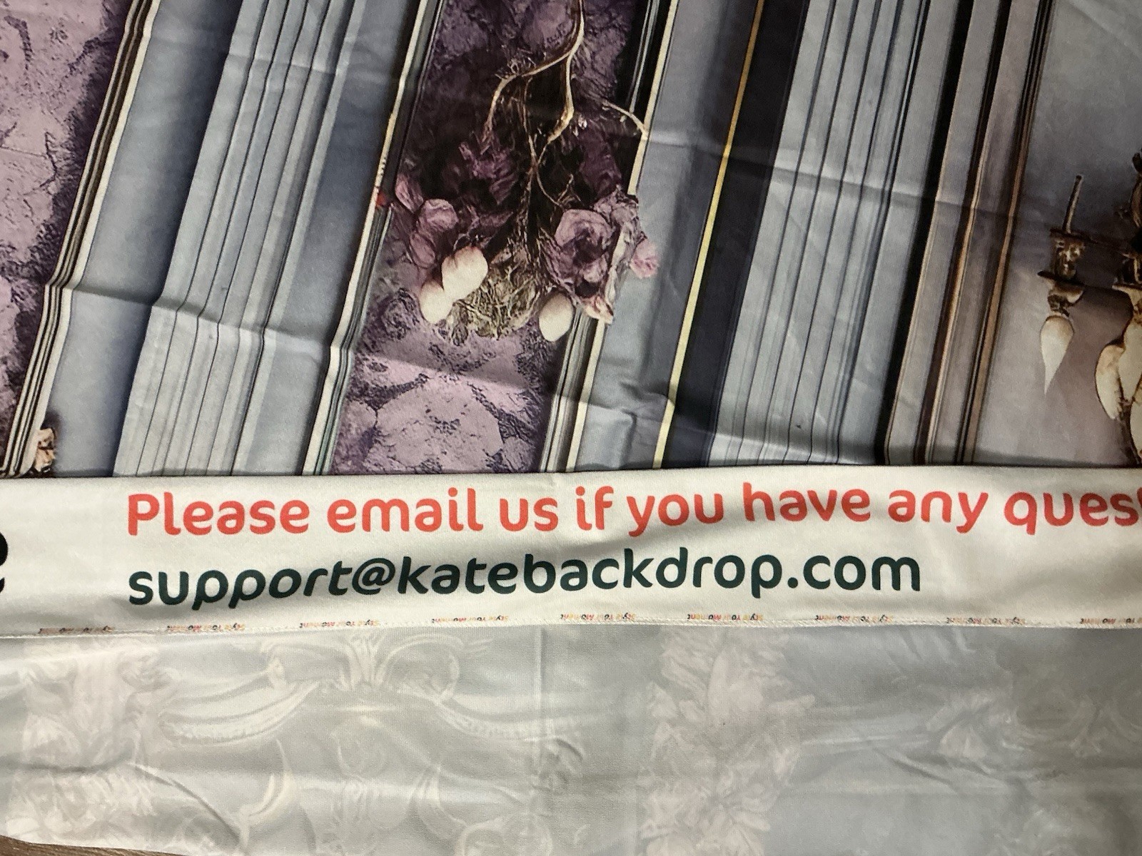 Retro Dark Vintage Wall Purple Blue Printed Backdrop Designed by Kate Image 7×5’