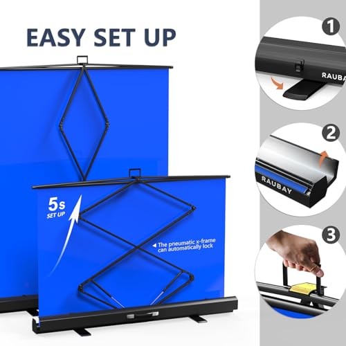 【Easy Set Up】 59.8 x 82.7in Collapsible Screen Standard (59.8 x 82.7in) Blue